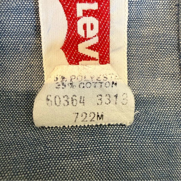 Vintage Levi's Orange Tab Hand Embroidered Button Up Chambray Shirt Bald Eagle - Picture 6 of 15